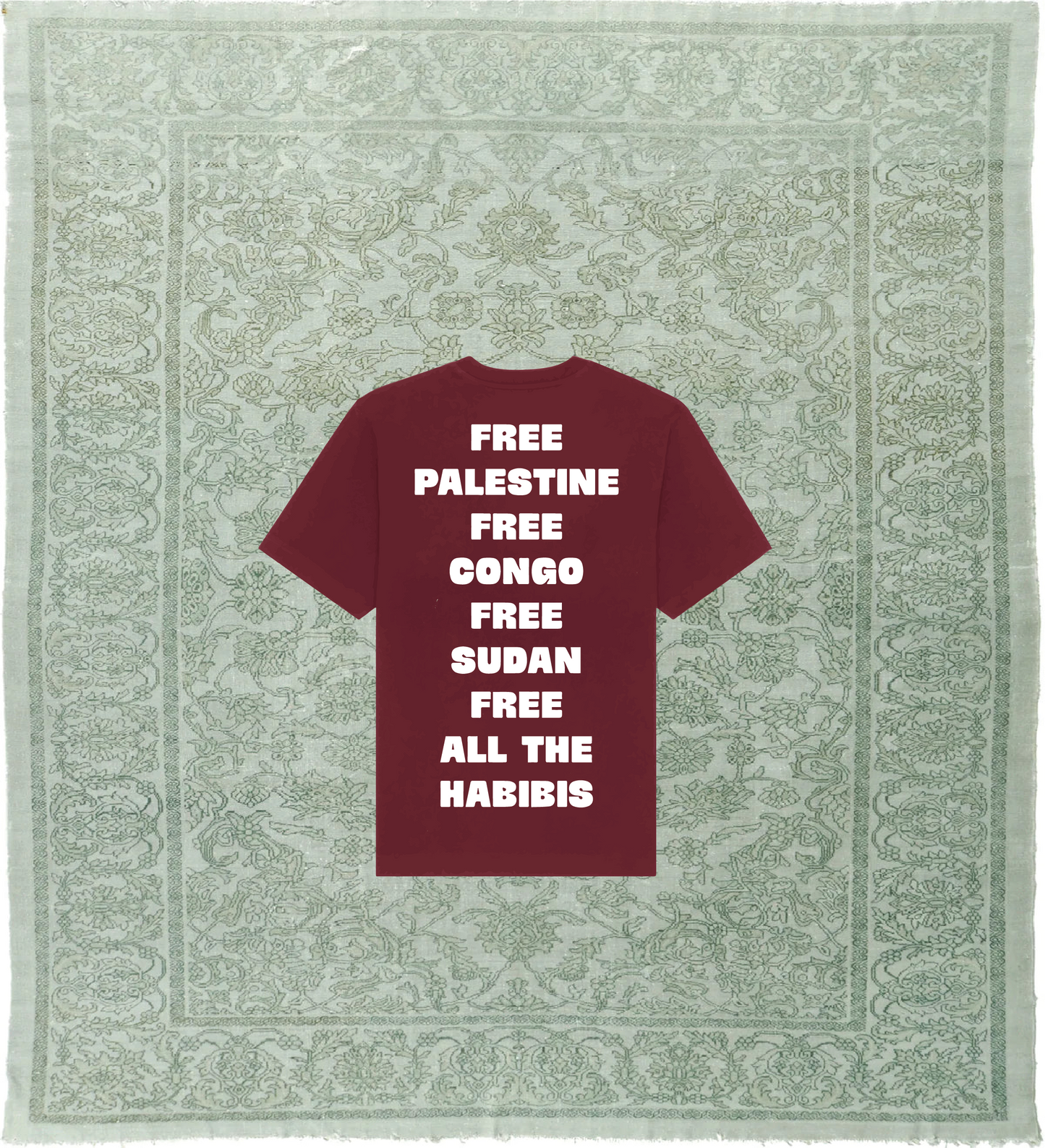 "FREE THE HABIBIS" T-SHIRT IN RUBY